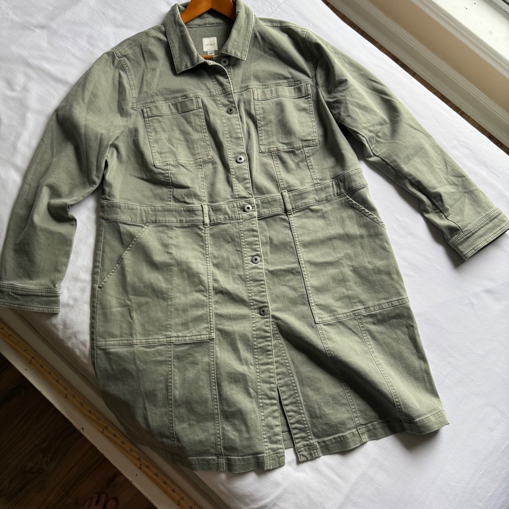 J. Jill Olive Green Utility Shirt Dress